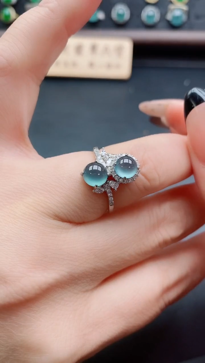 银S925镶嵌戒指翡翠1