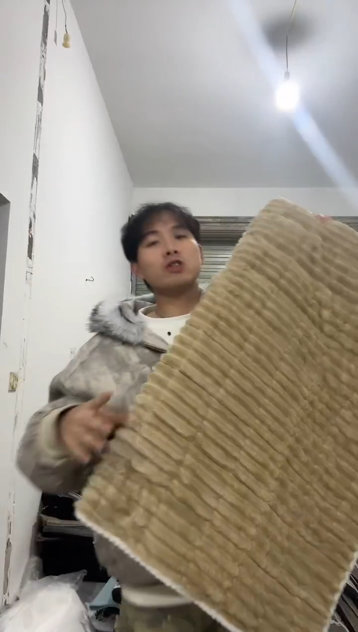 雪尼尔90*24  浅咖  羊羔绒