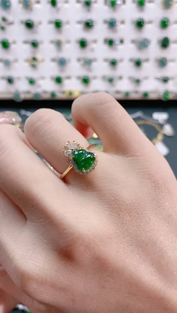 【闪购商品】翡翠戒指银S925镶嵌天然翡翠