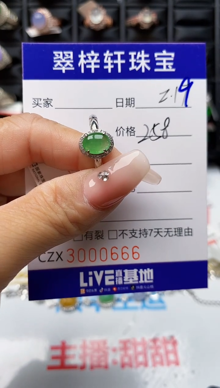 【闪购商品】翡翠戒指银S925镶嵌0666