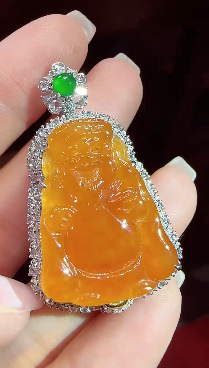 【闪购商品】翡翠吊坠(不含链)18K金镶嵌财财