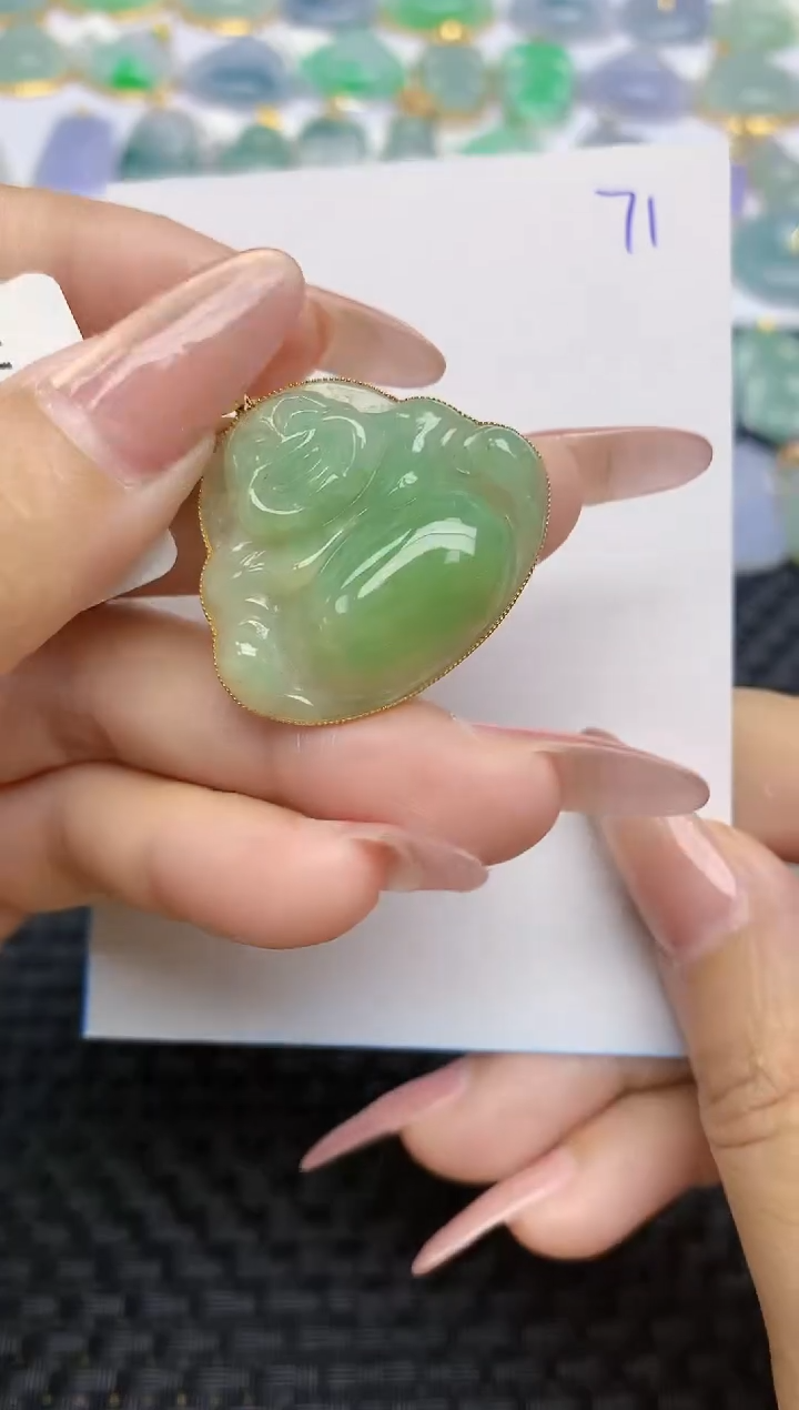 【闪购商品】翡翠颈饰18K金镶嵌天然A货翡翠 71