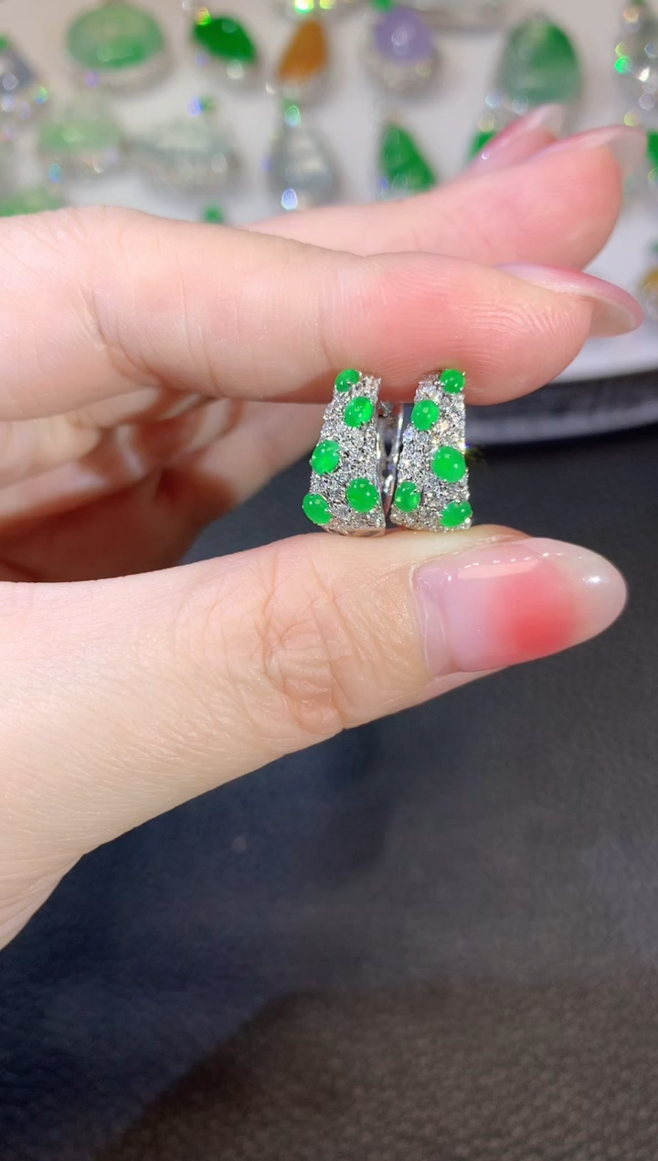 【闪购商品】翡翠耳饰18K金镶嵌A14 多样性发货一件