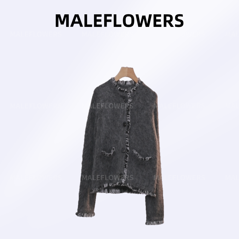 东倪原创韩版简约羊驼毛百搭小香拼接外套甜美风时髦穿搭84D52512