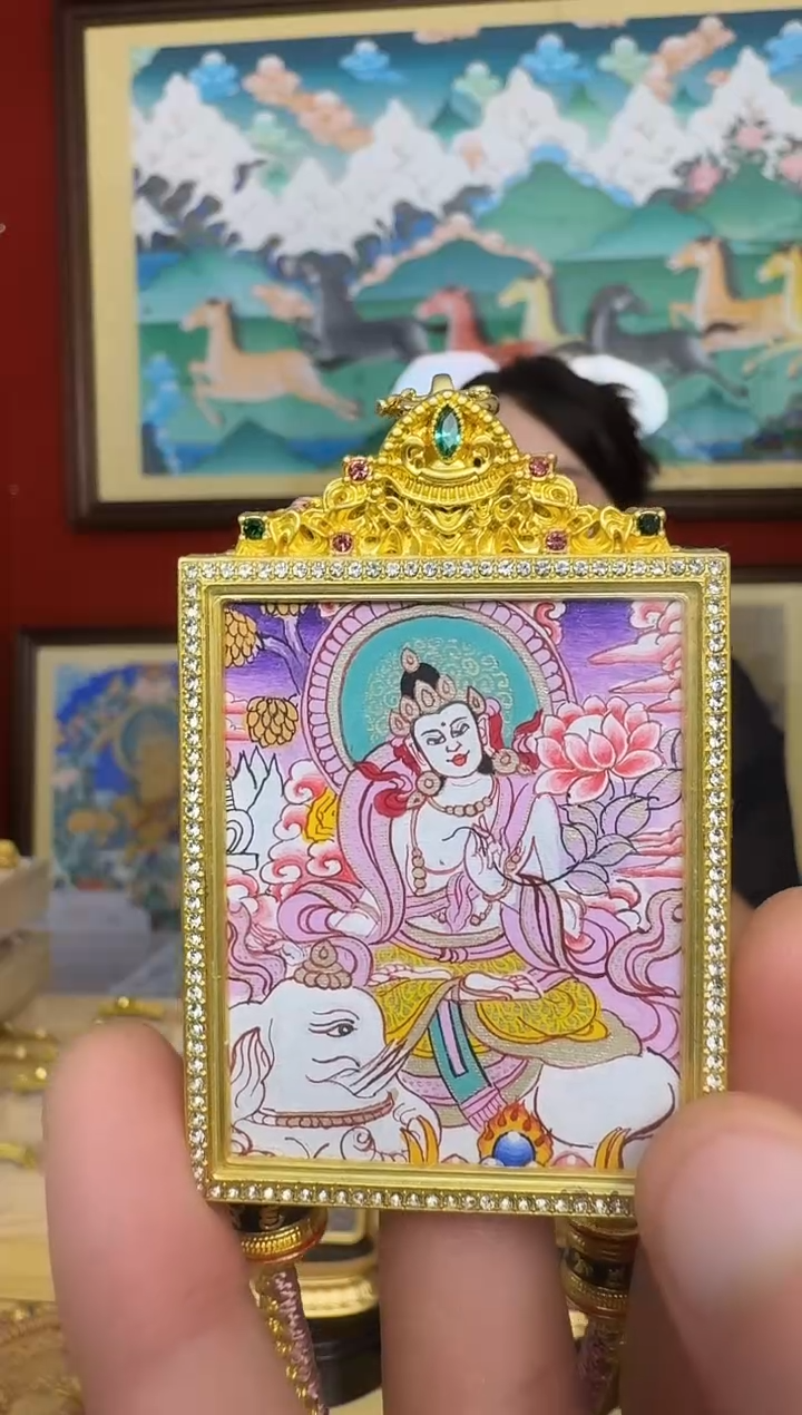 吊坠普老师-热贡纯手绘周毛