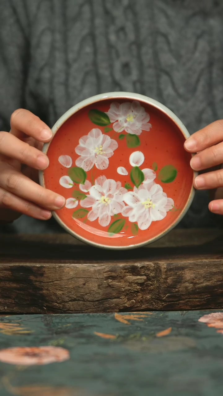 【闪购商品】瓷片杯釉下彩手工手绘同款陶器