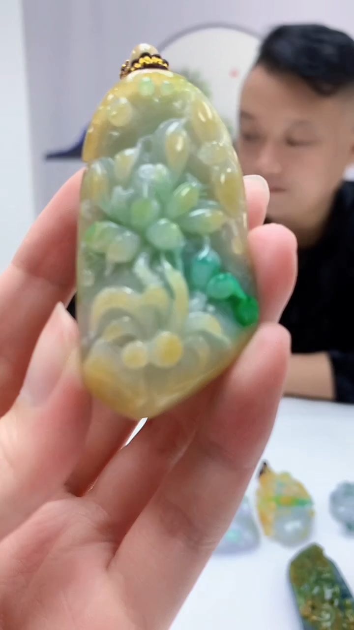 【闪购商品】定制翡翠未镶嵌4969zm-毛货挂件花134