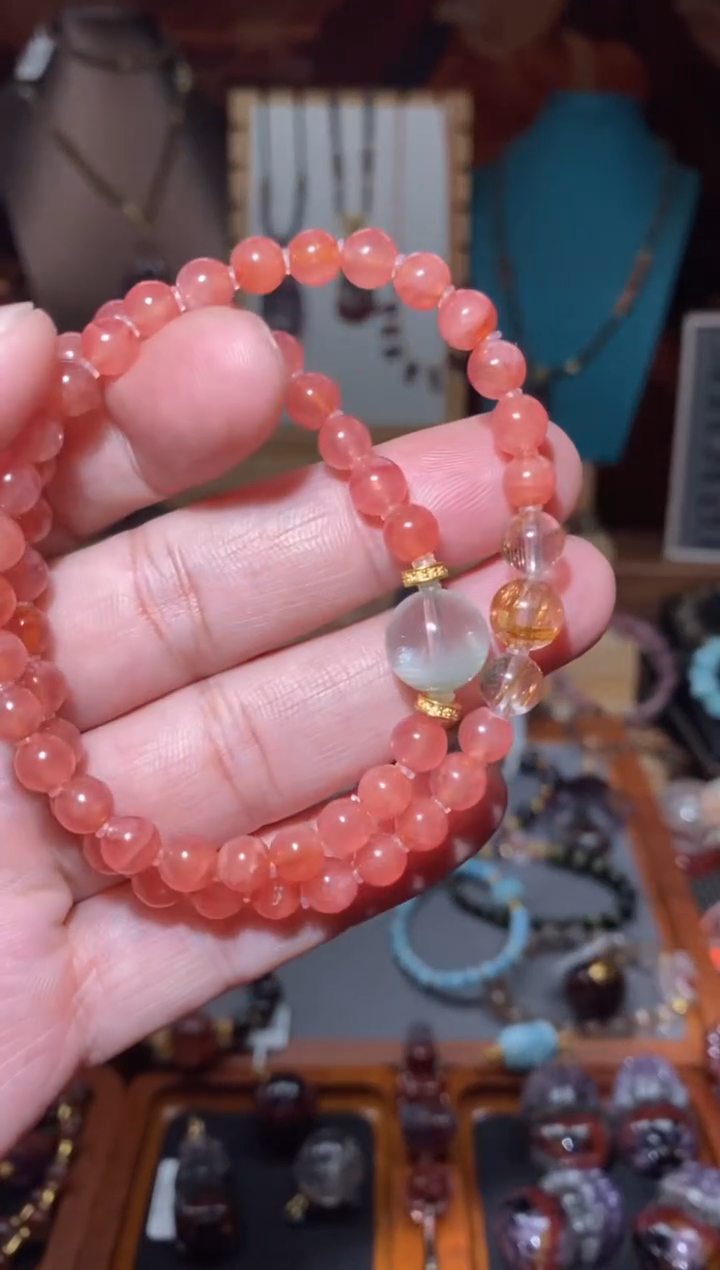 【闪购商品】菱锰矿（红纹石）双圈未镶嵌多样性