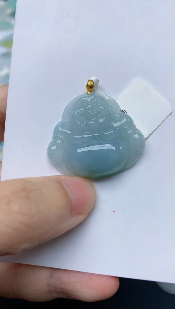 翡翠18K金镶嵌颈饰V天然缅甸A货翡翠