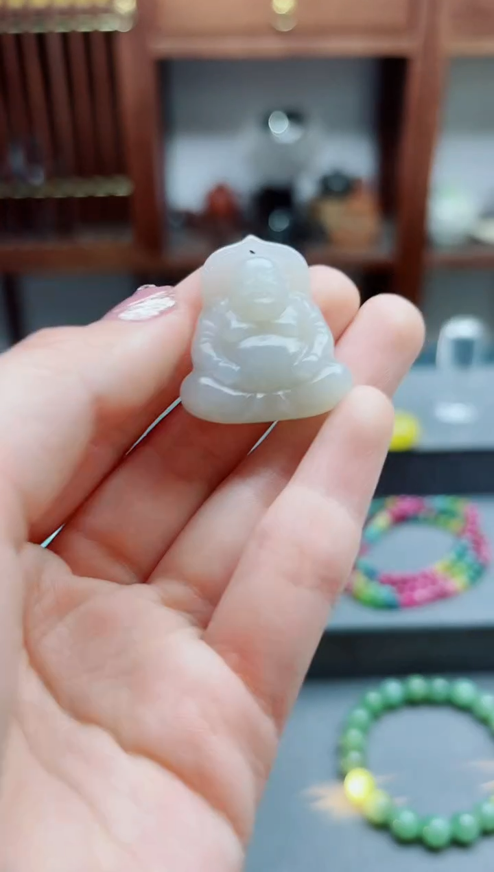 和田玉未镶嵌颈饰和田玉佛公吊坠SY编绳