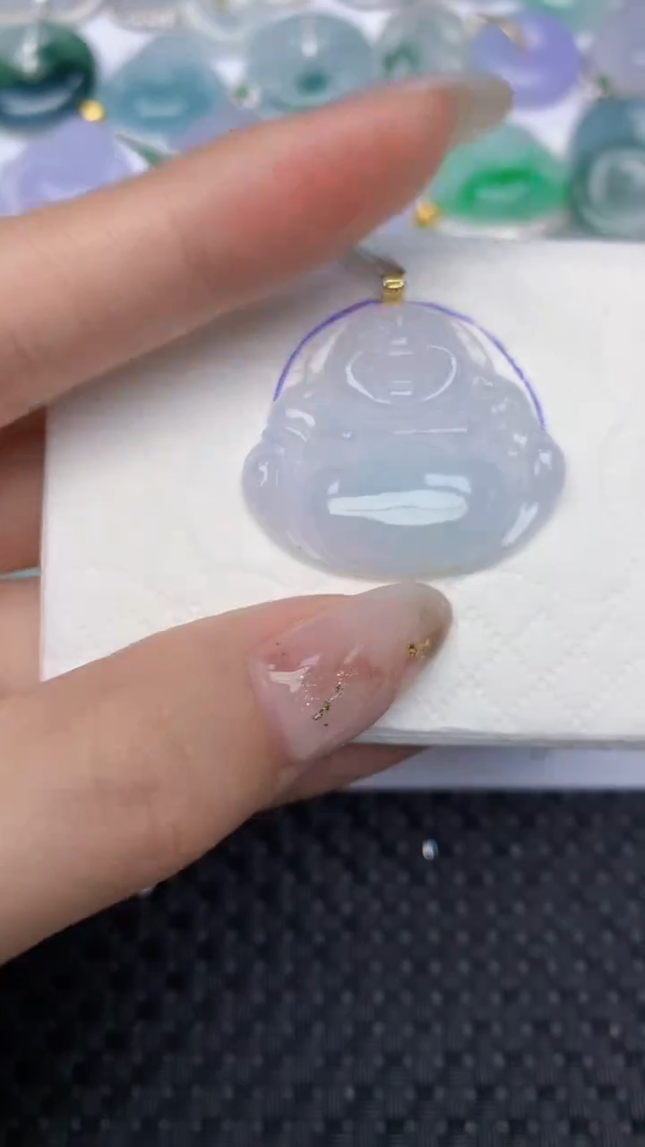 颈饰18K金镶嵌翡翠天然缅甸翡翠a货百元以上9元证书费自理