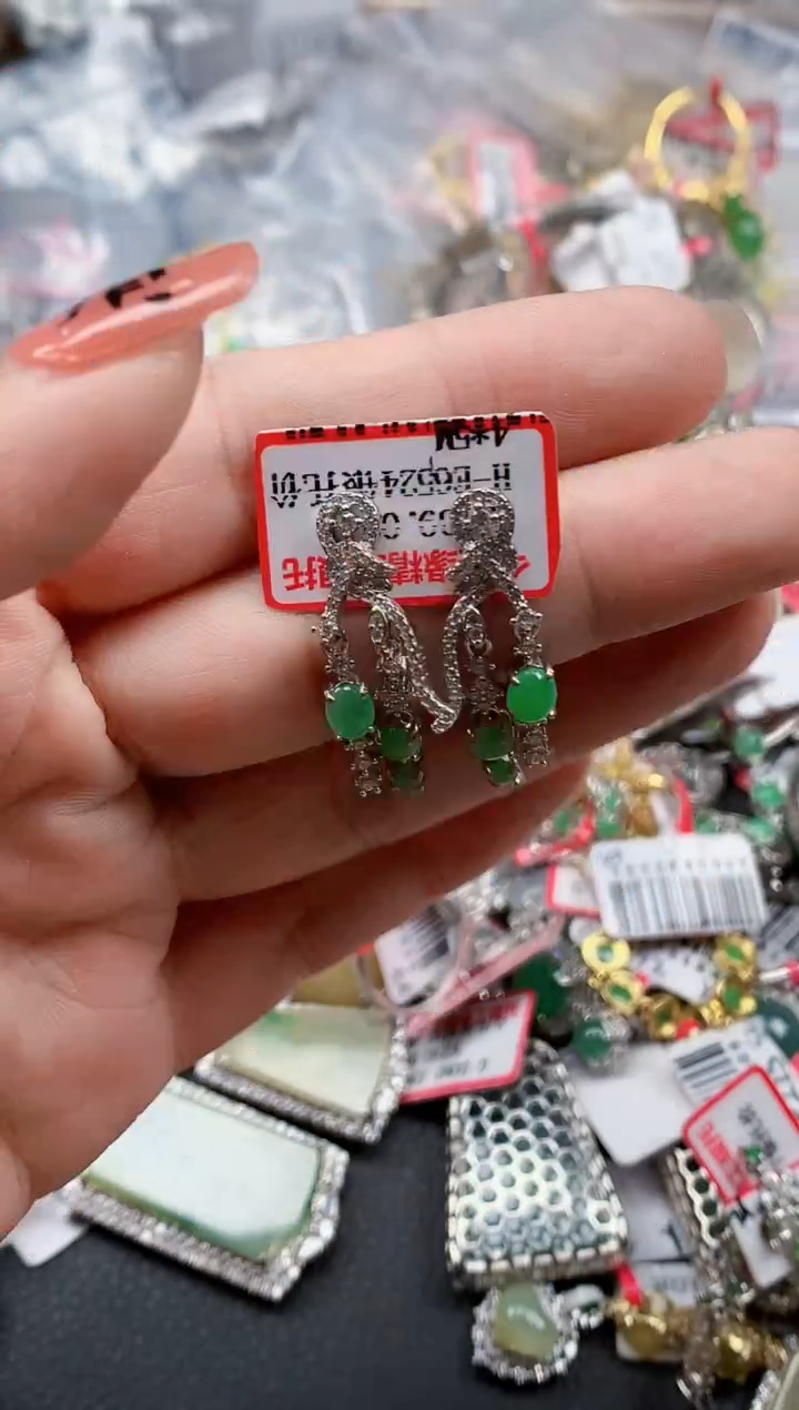 银S925镶嵌戒指翡翠天然A货缅甸翡翠