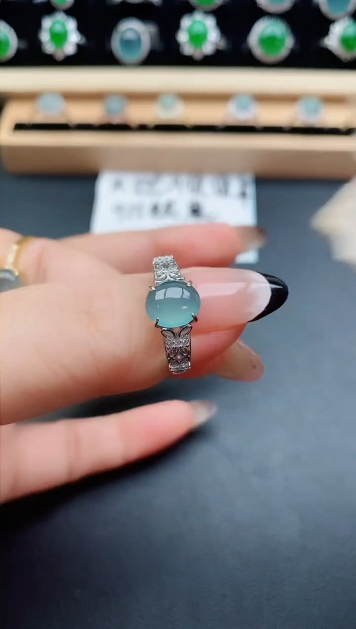 翡翠戒指银S925镶嵌508500