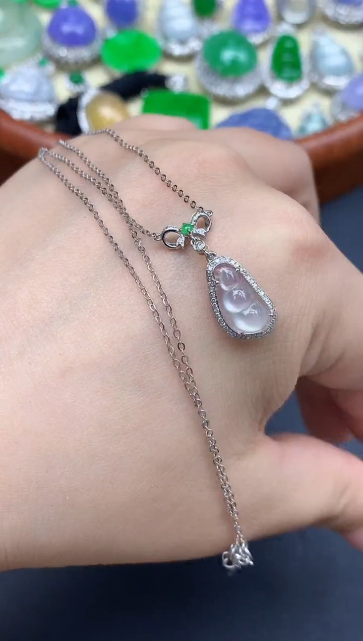 颈饰18K金镶嵌翡翠407-中国好珍宝