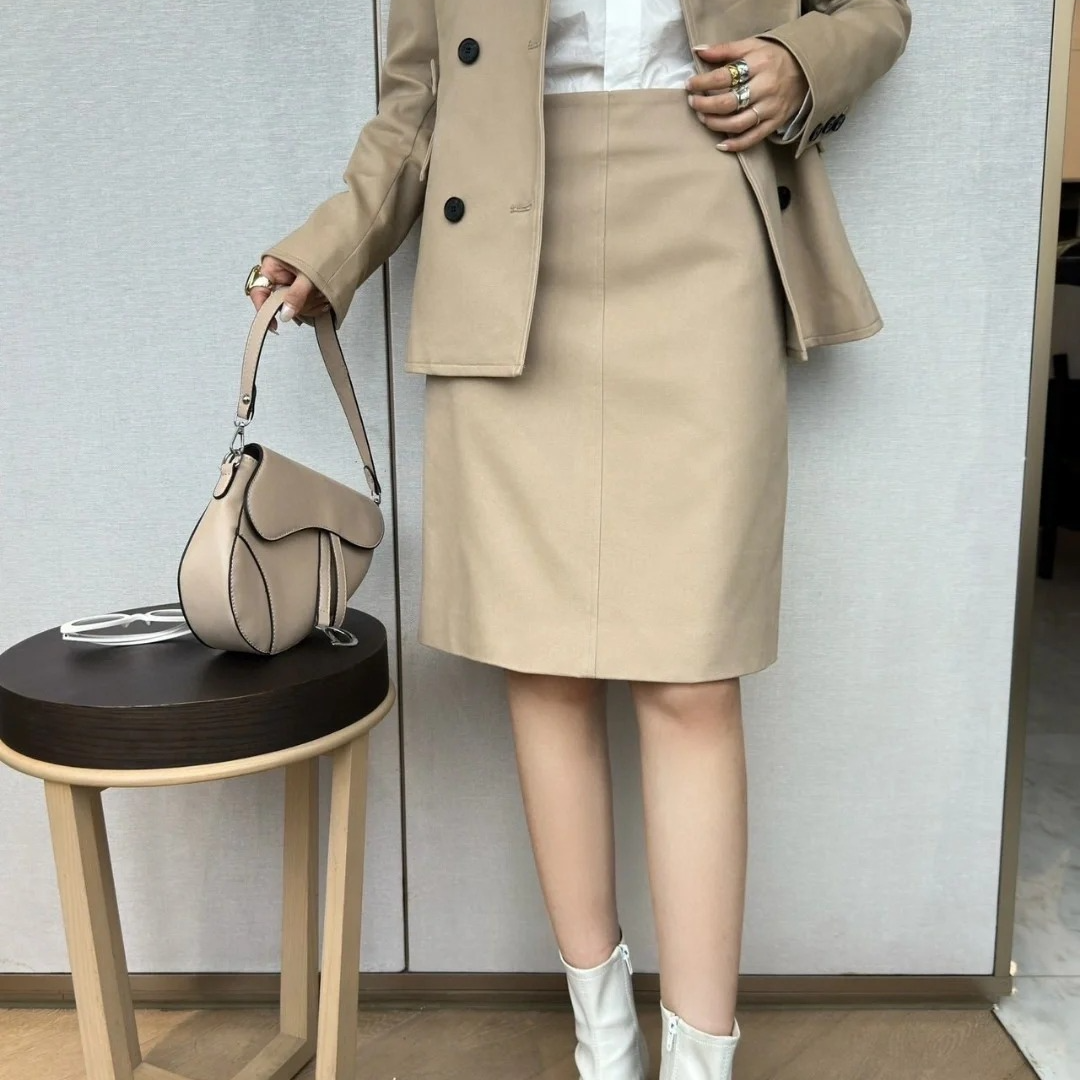 全新未使用 DIOR/迪奥 直筒羊毛半身裙/FR-38