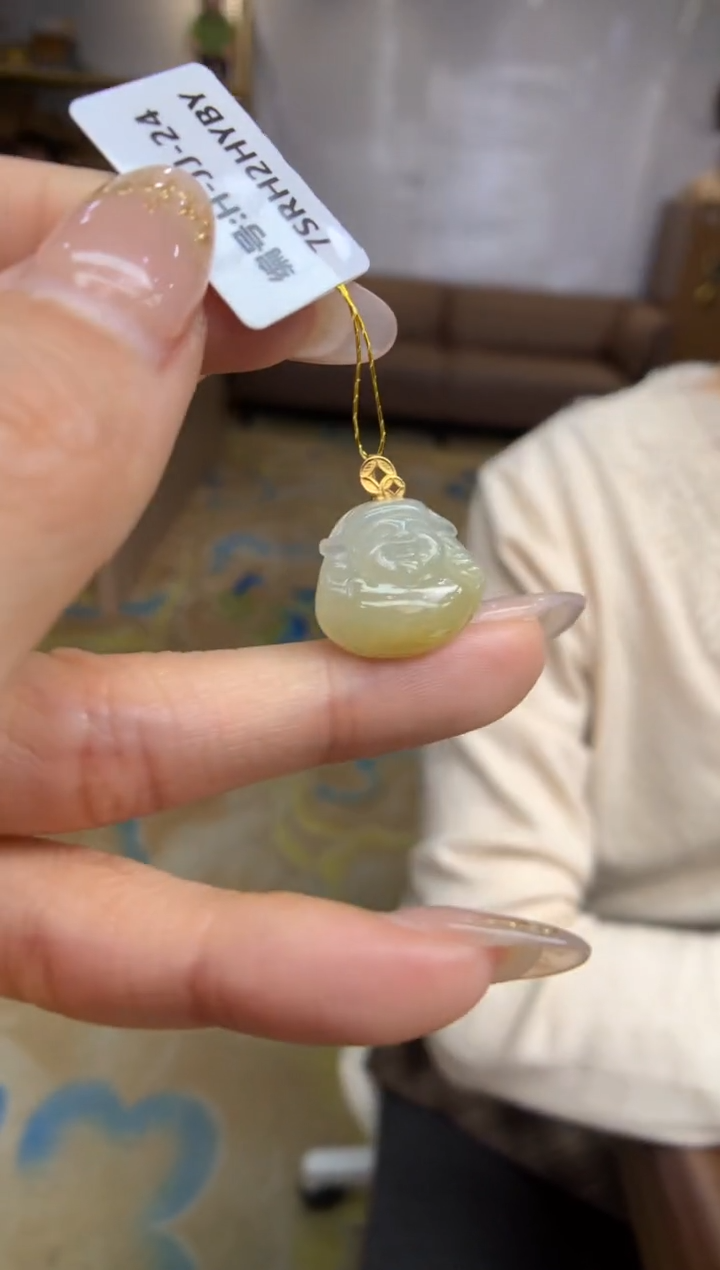 【闪购商品】翡翠颈饰18K金镶嵌财神