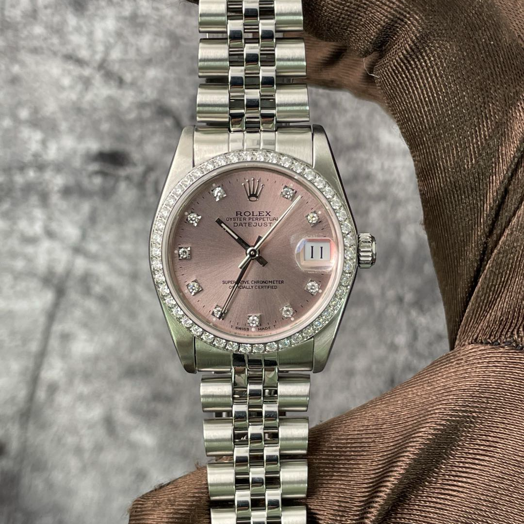 99新 Rolex/劳力士 日志-自动机械-粉盘小包钻刻钻圈-31mm