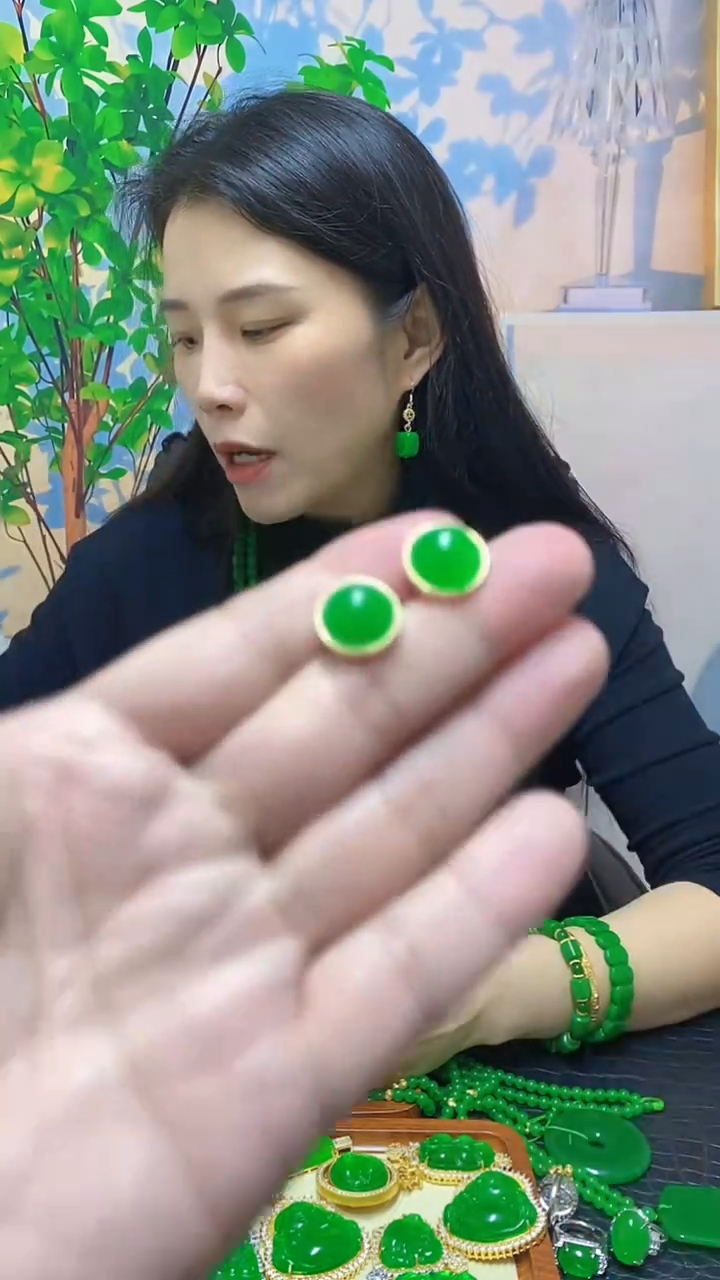 【闪购商品】翡翠14K金镶嵌耳饰翡翠耳垢