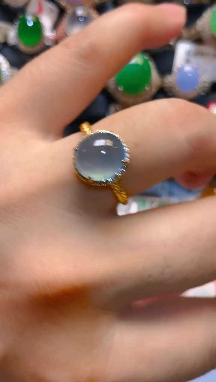 翡翠银S925镶嵌耳饰天然