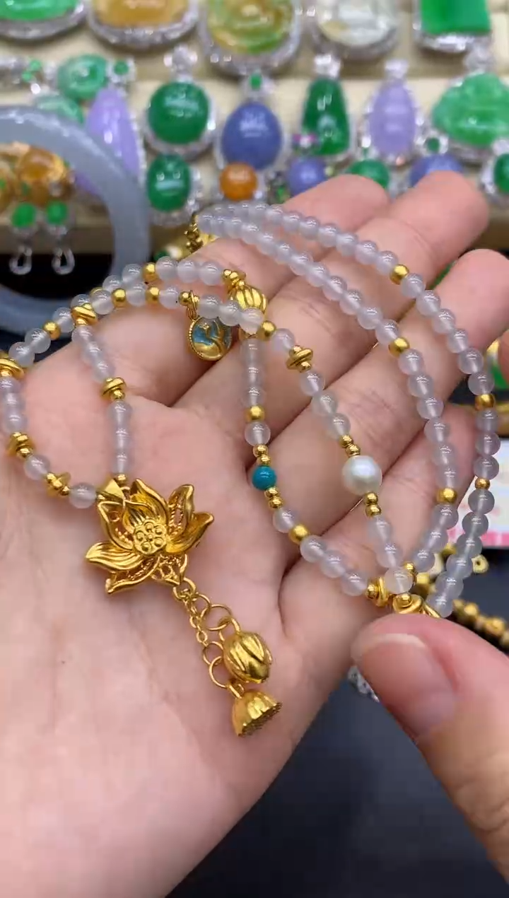 颈饰足金镶嵌翡翠406-中国好珍宝