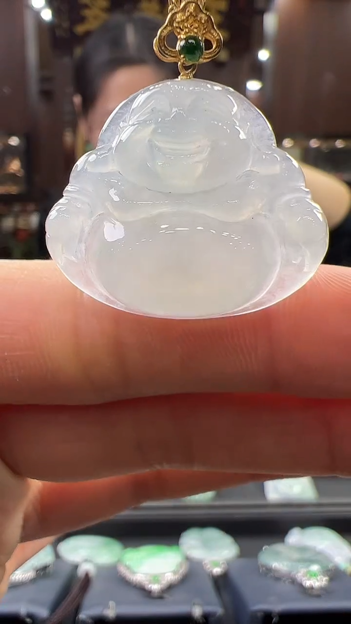 【闪购商品】翡翠挂件18K金镶嵌佛公不含链