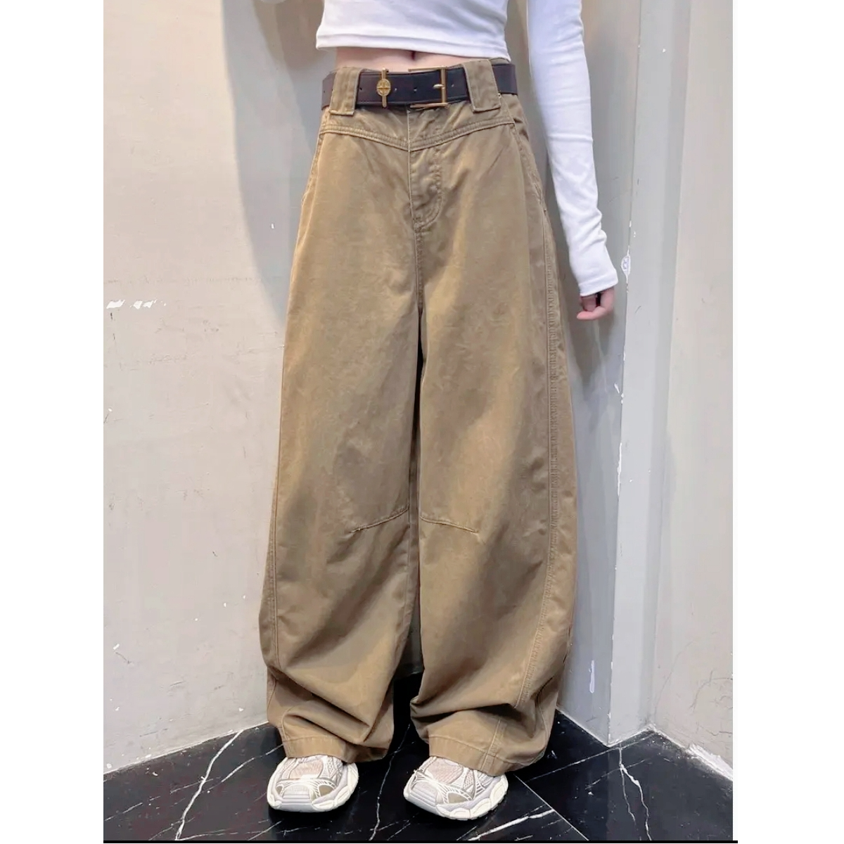 NOMIO秋季新款美式复古口袋设计感宽松百搭显瘦休闲裤拖地裤