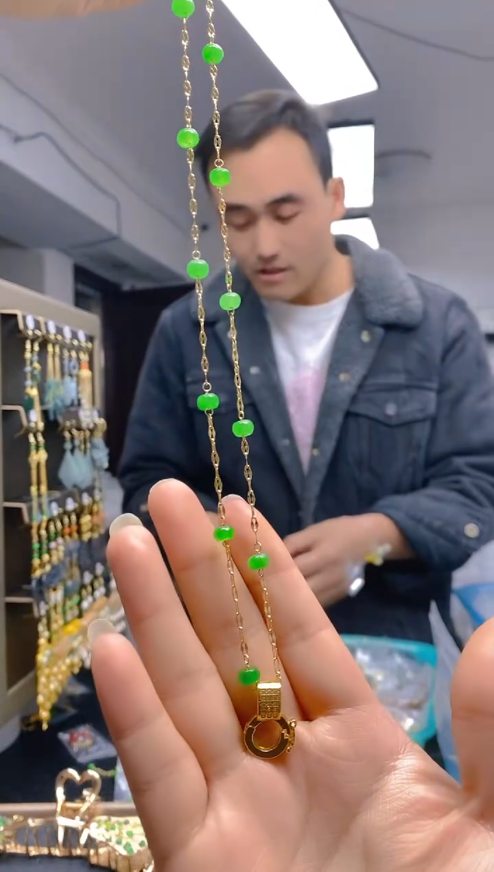 【闪购商品】翡翠耳饰合金093翡翠锁骨链