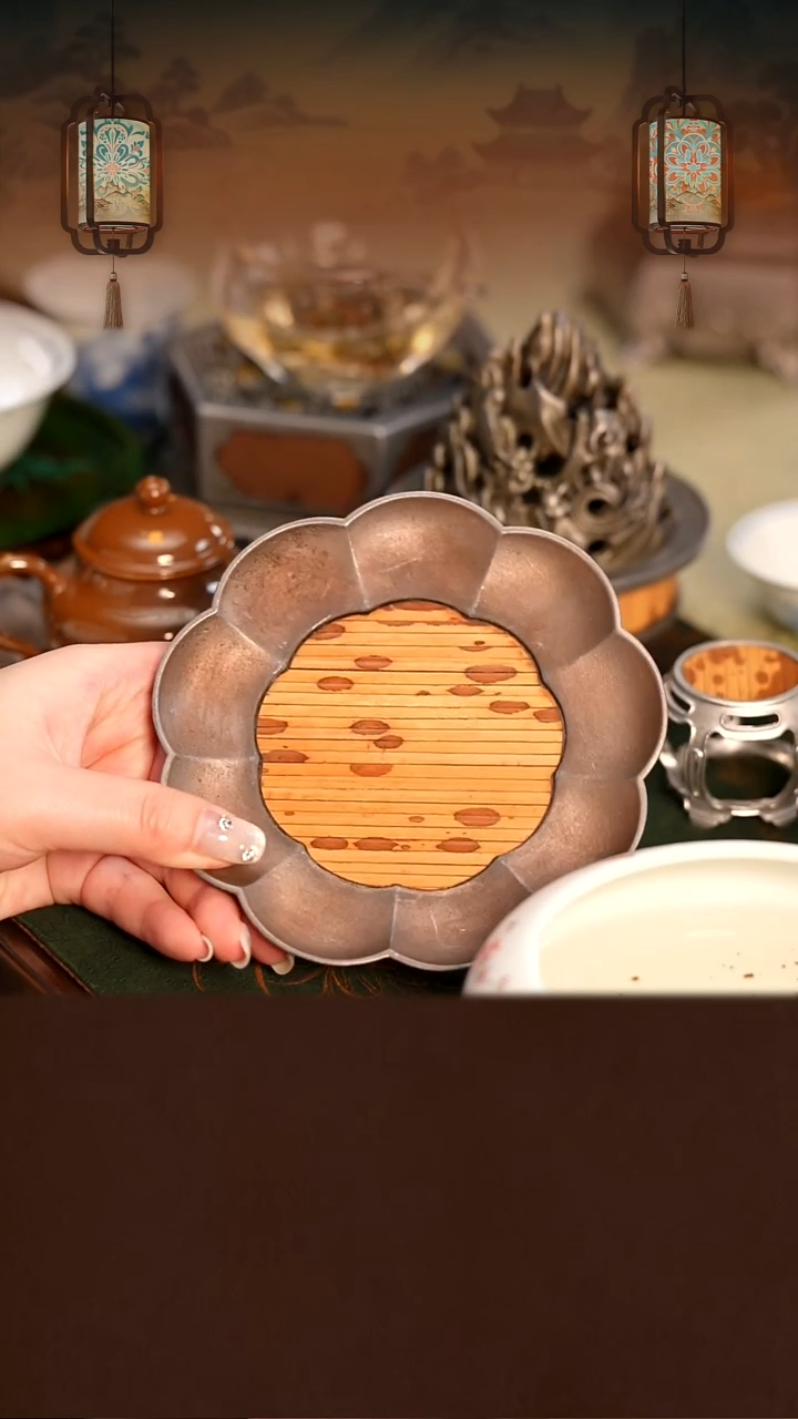 古篱梅花壶承    直径12