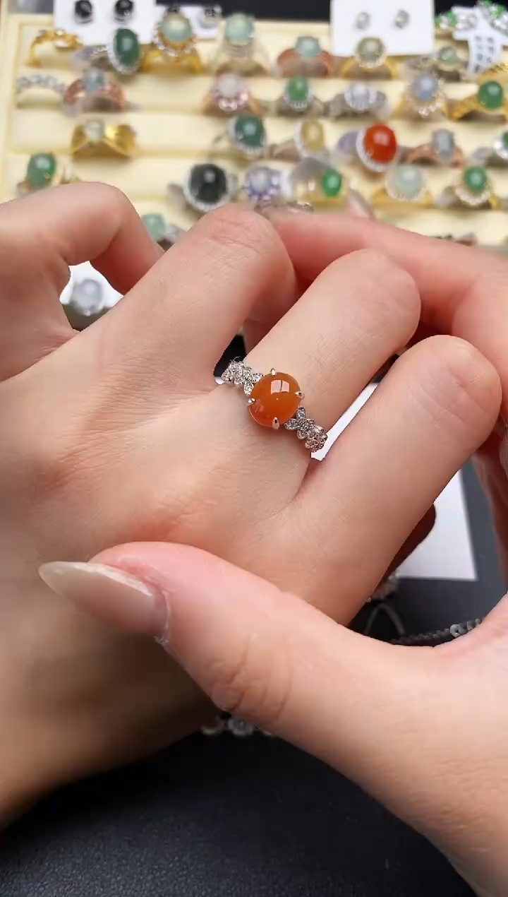 【闪购商品】翡翠戒指银S925镶嵌33333333+4