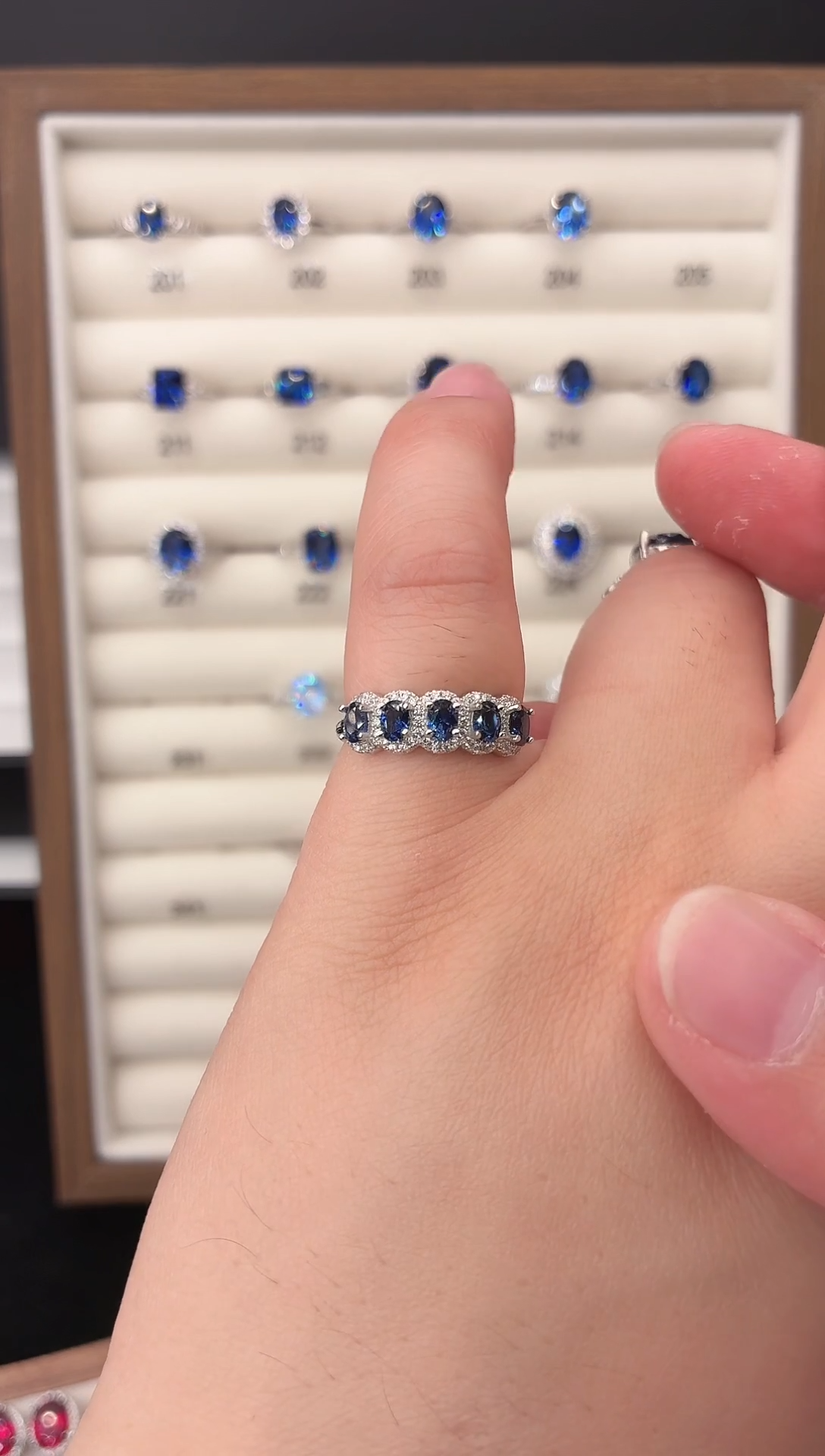 戒指蓝宝石银S925镶嵌123456