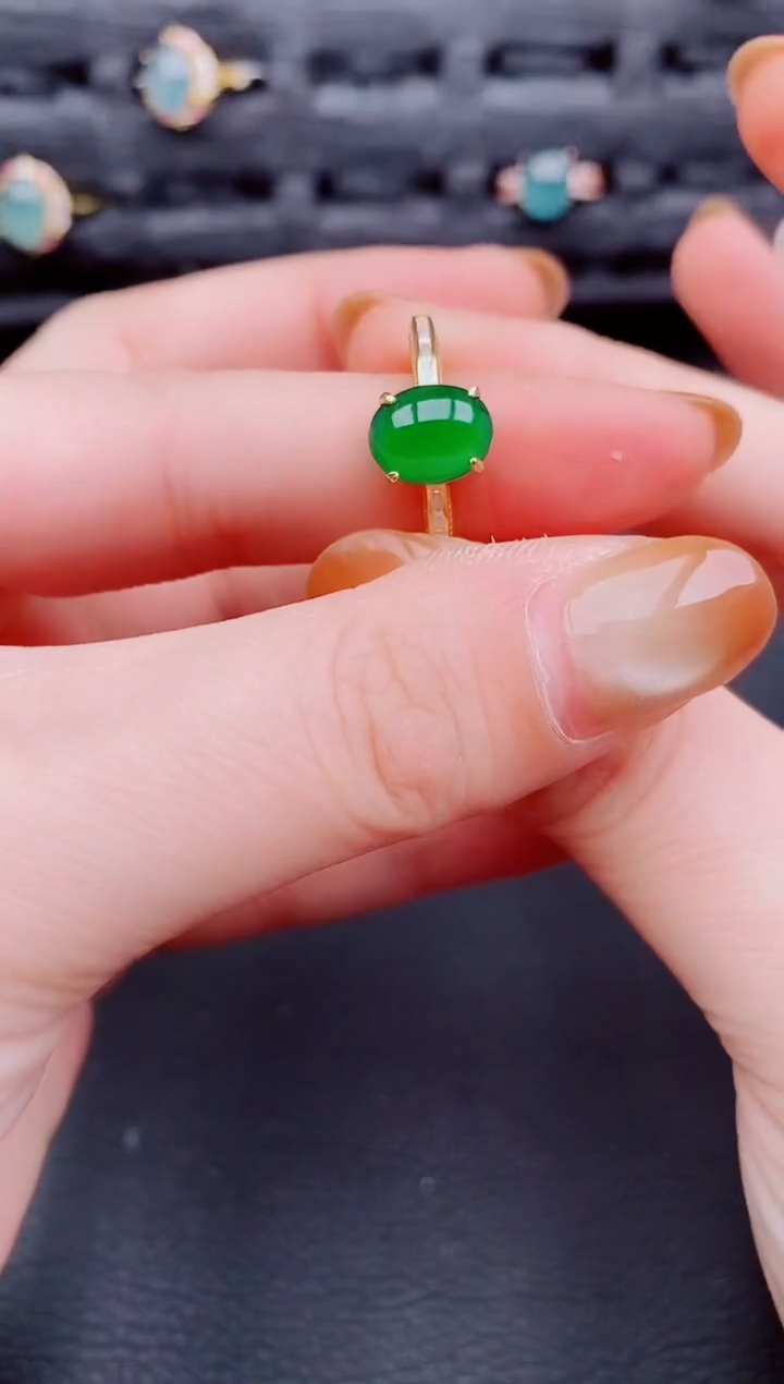 【闪购商品】翡翠戒指银S925镶嵌天然a货翡翠550