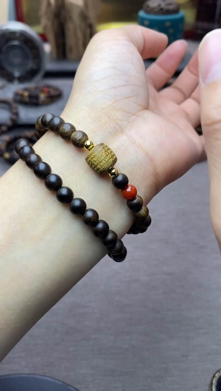 【闪购商品】沉香手串富森红土0.6+五条+配饰沉水双圈