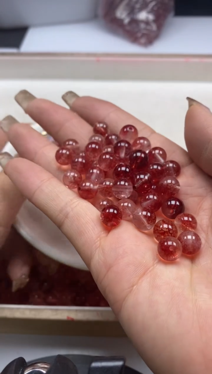 【闪购商品】水晶颈饰未镶嵌w147红幽灵烤色8mm*25颗