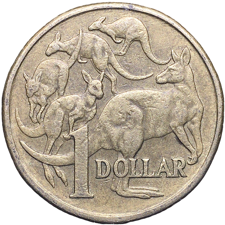 澳大利亚1元女王版袋鼠正品外国钱币老硬币收藏