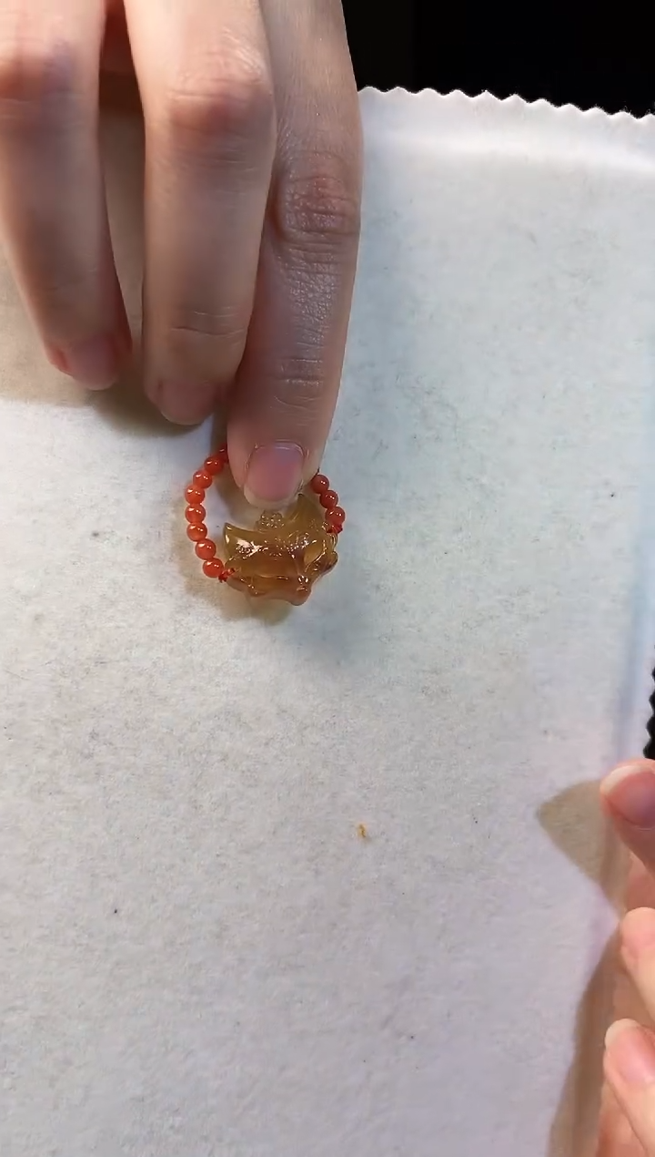 手绳琥珀未镶嵌狐狸面具·琥珀戒指