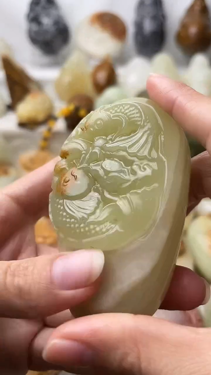 石材古青石棉纹正常不退换锦鲤鱼