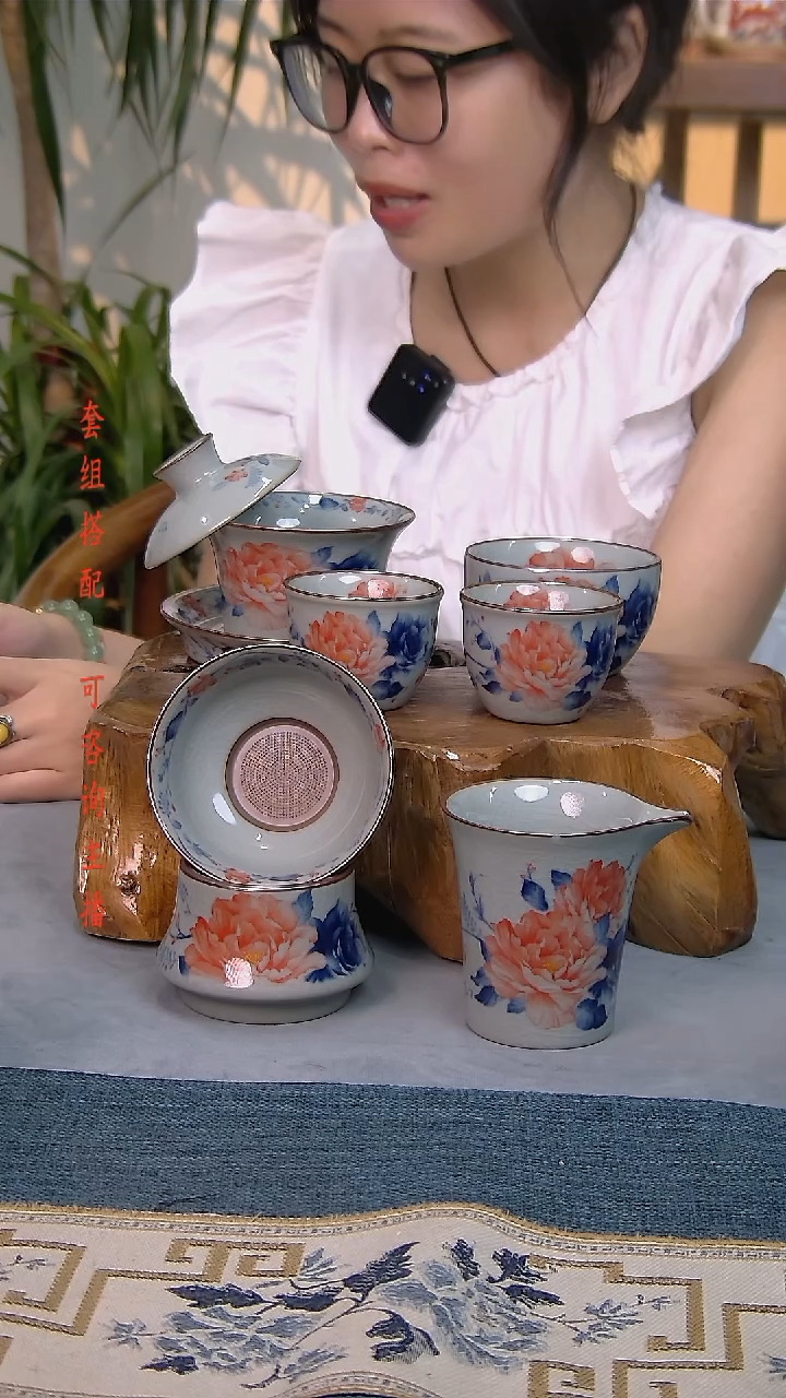 6件套陶瓷茶具老陶泥开片纹 