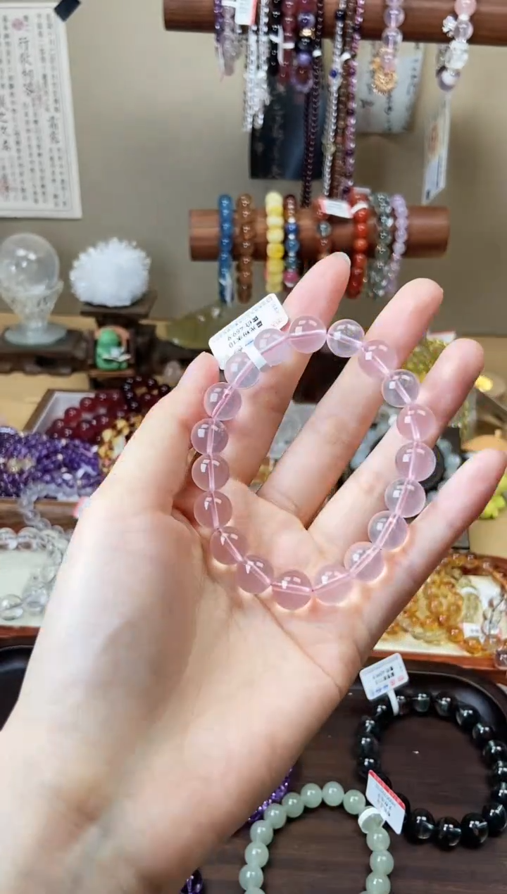 水晶手链未镶嵌莫桑比克粉水晶10mm