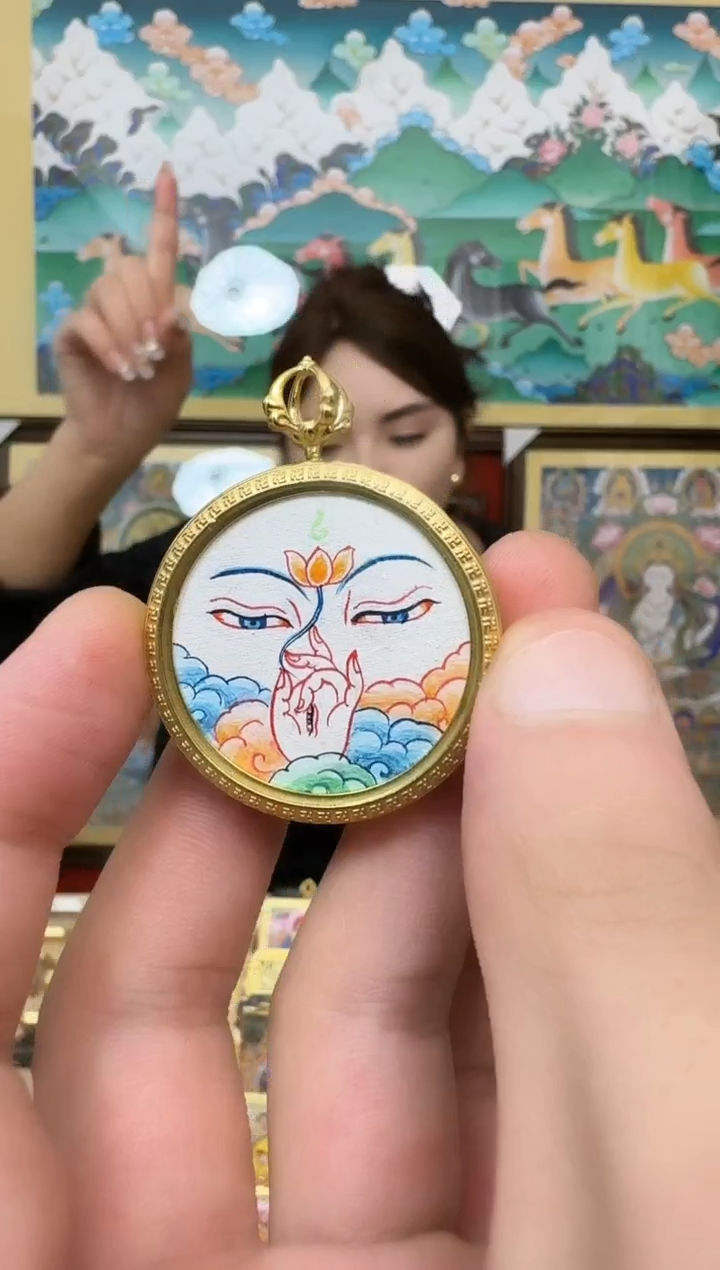 吊坠白妈妈-热贡纯手绘唐卡吊坠