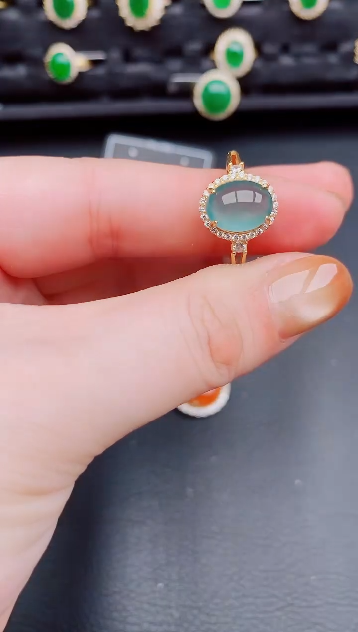 【闪购商品】翡翠戒指银S925镶嵌天然a货翡翠212