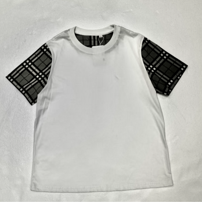 喵喵家   早春新款时尚百搭袖口拼接常规款男女同款T恤