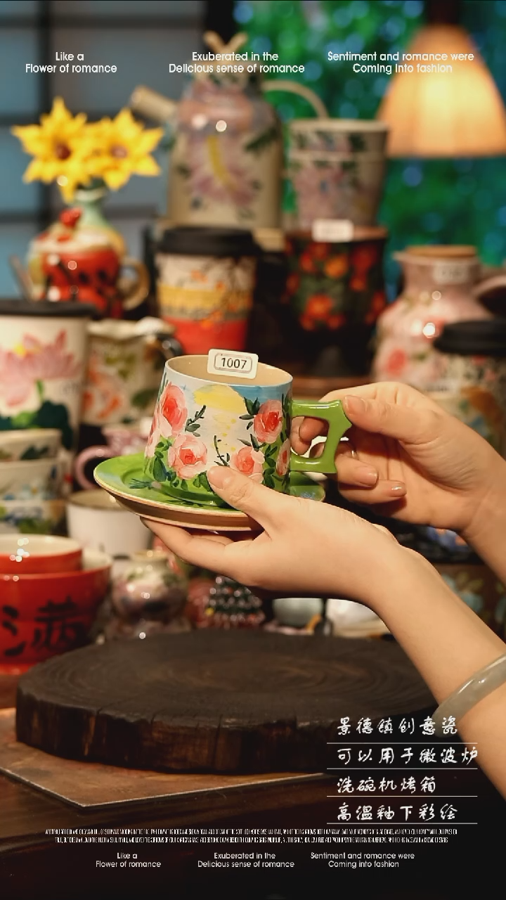 陶瓷景德镇高温釉下彩手工手绘款式@A1007@