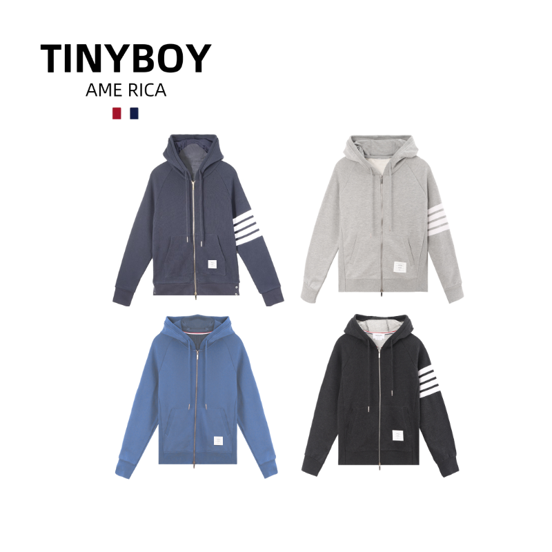 TINYBOY四条杠白色连帽卫衣 男女同款