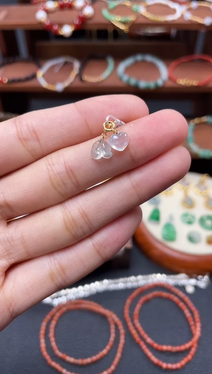 【闪购商品】翡翠吊坠(不含链)18K金镶嵌2个  JK716