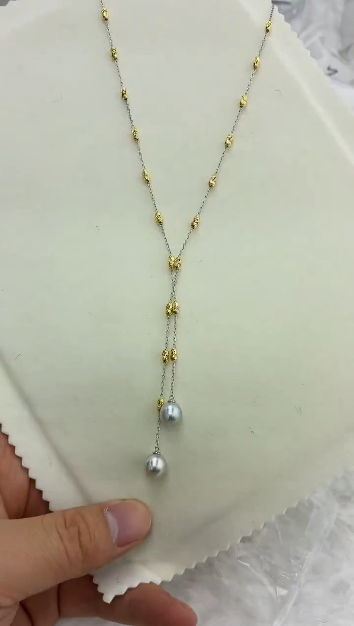 未镶嵌DA海水珍珠灰珠项链 BQ347