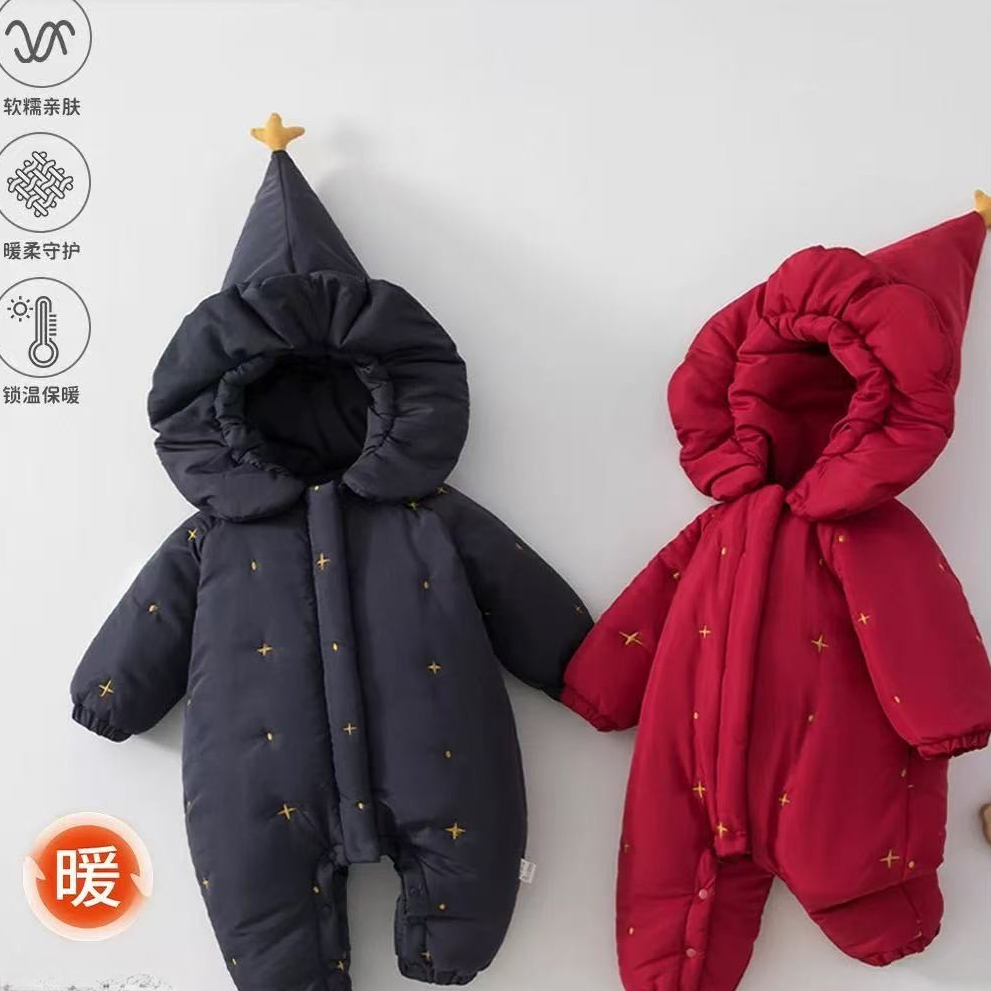 满天星棉服爬爬服儿童男女宝宝加厚时尚宝宝棉服婴童连帽冬季