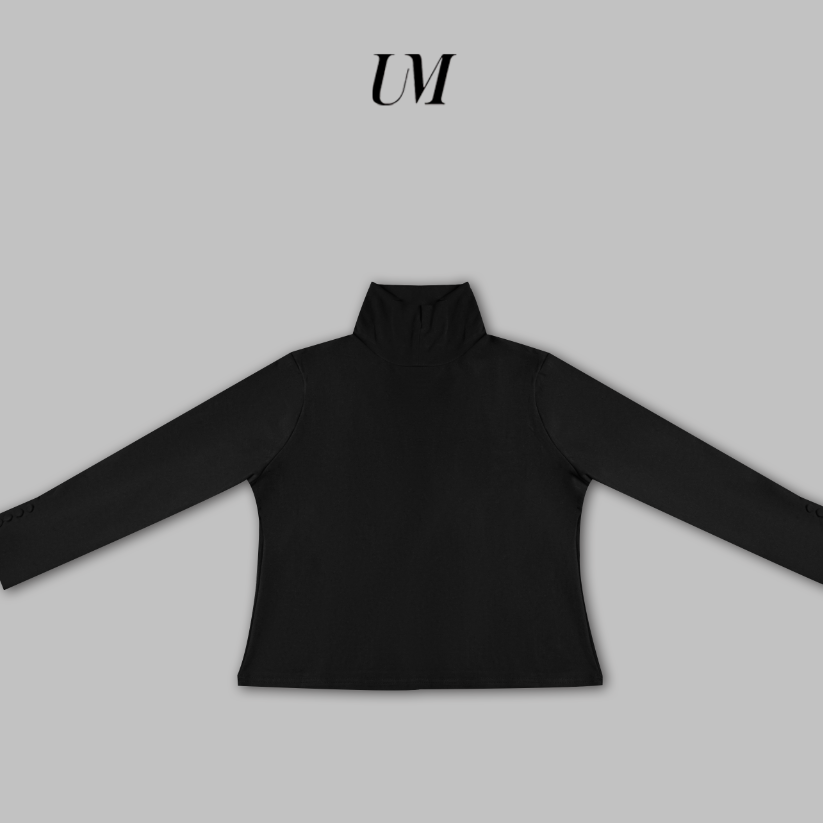 【U.M】小精致纯色袖扣小翻领保暖衫打底衫