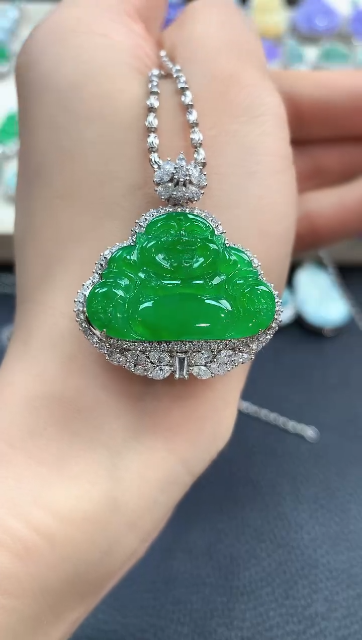 【闪购商品】翡翠吊坠(不含链)18K金镶嵌m40       