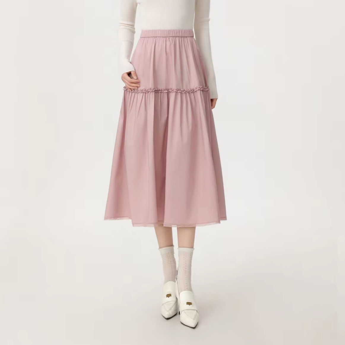 AMASS/阿玛施26春季新款时尚高级感法式百搭小洋裙中腰长裙520048