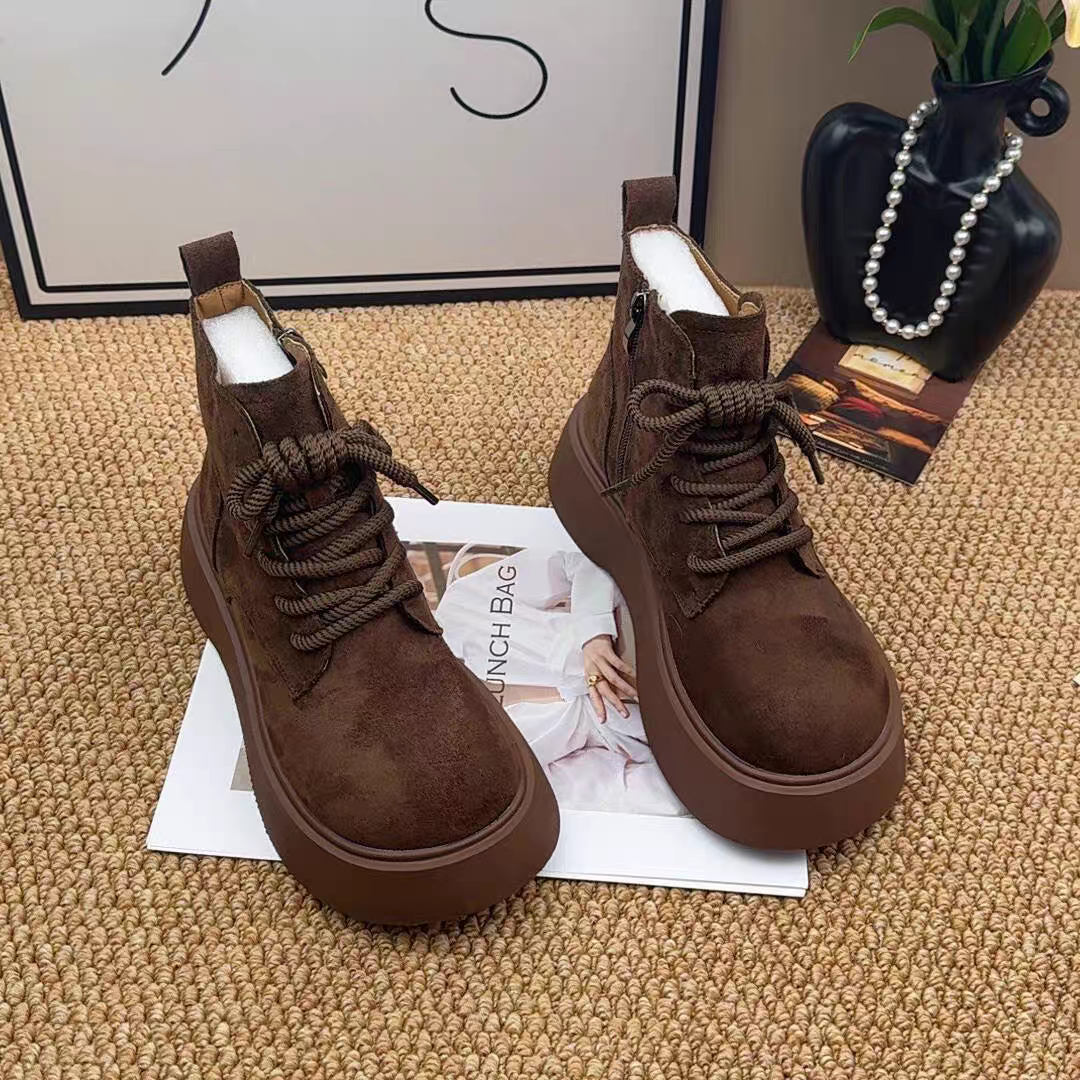 【本木鱼】7913秋季新款英伦风时尚百搭厚底显瘦女马丁靴